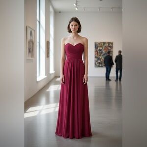 Red Strapless Prom Dress Size 6 Sweetheart Pleated Gown